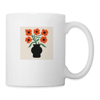 Moderne Blumen – Minimal Art - Tasse - Weiß - Rechts