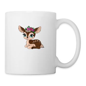 Little deer with flowers on its head - Mug - white - Right
