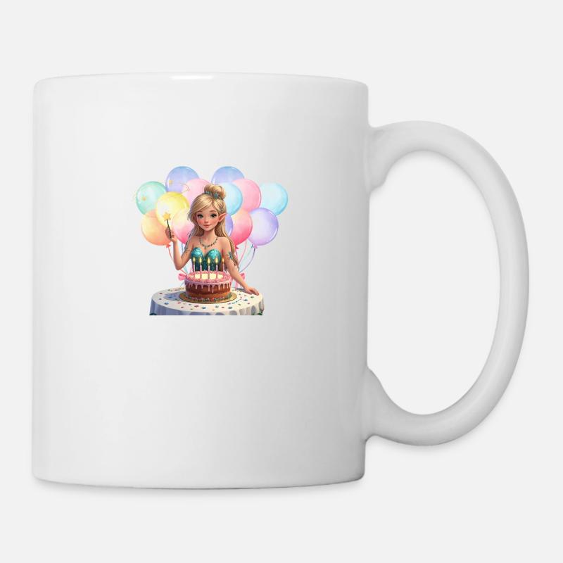 Geburtstagsfee – Magisches Feen-Motiv mit Torte & - Tasse - Weiß