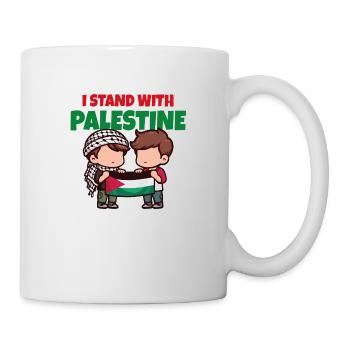 I stand with Palestine. Friends with flag Keffiyeh - Mug blanc - blanc - Droite