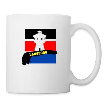 Langeoog mit Wasserturm, Fahne & Umriss - Tasse - Weiß - Rechts