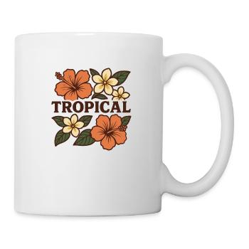 Tropical - summer motif with exotic flowers - Mug - white - Right