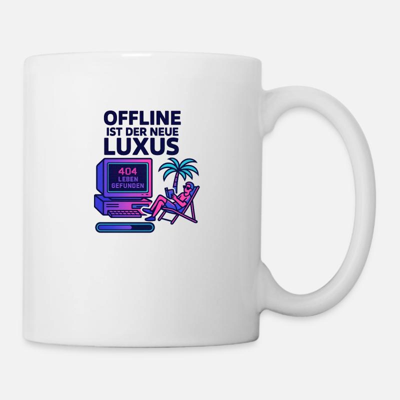 Offline ist der neue Luxus – Retro-Future Design - Tasse - Weiß