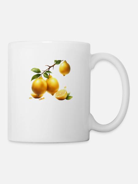 Zitronenzweig mit reifen Früchten – Digital Art - Tasse - Weiß