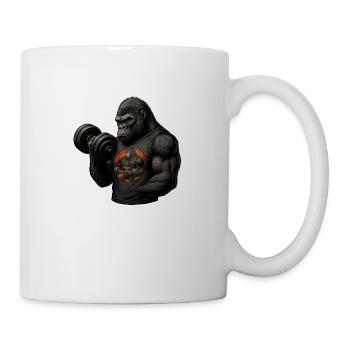Strong gorilla during bicep training with Power-Shir - Mug - white - Right