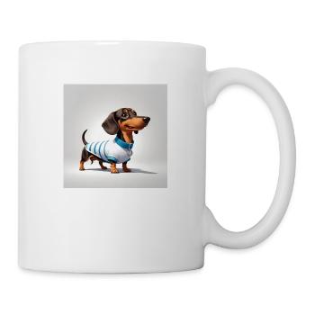 Dachshund in dog clothes - Mug - white - Right