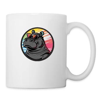 Nilpferd Cool Comic - Tasse - Weiß - Rechts