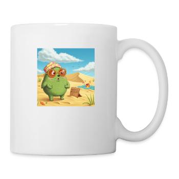 Frosch mit Sonnenbrille auf Strand - Tasse - Weiß - Rechts