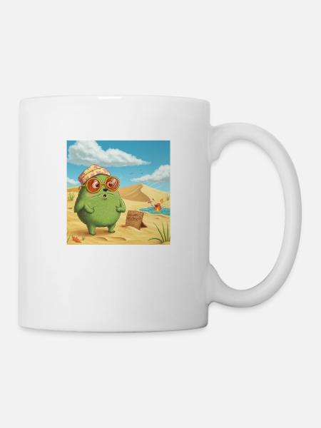 Frosch mit Sonnenbrille auf Strand - Tasse - Weiß