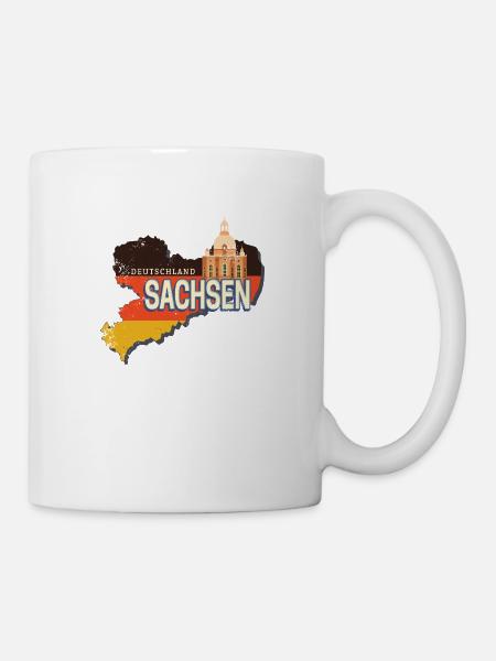 Sachsen Deutschland Retro Bundesland Landkarte - Tasse - Weiß