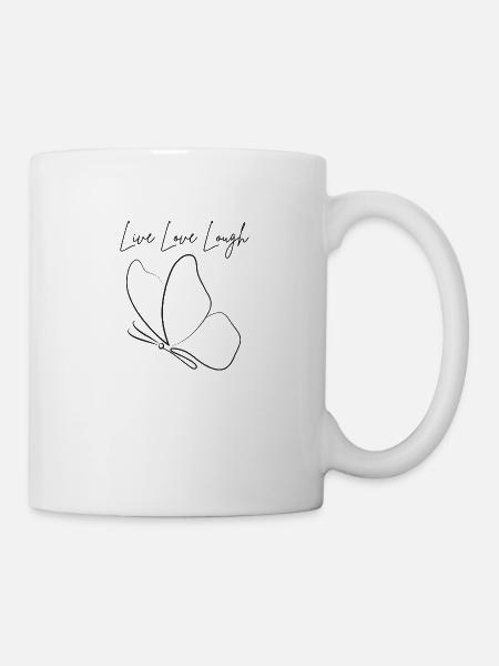 Live Love Lough Schmetterling - Tasse - Weiß