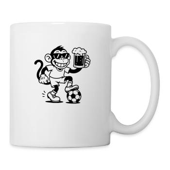 Bier Affe Fussball - Tasse - Weiß - Rechts