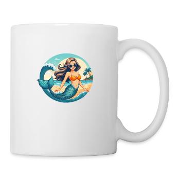 Mermaid Beach Vibes Meerjungfrau am Strand - Tasse - Weiß - Rechts