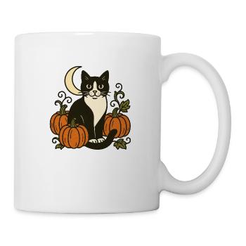 Scène de chat citrouille au clair de lune - Mug blanc - blanc - Droite