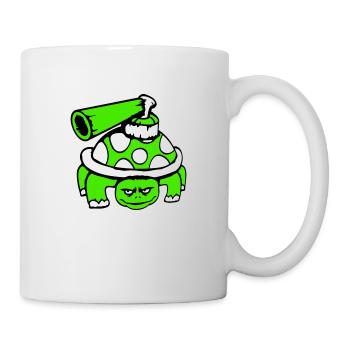 Schildkröte Panzer Waffe schießen Krieg Angriff - Tasse - Weiß - Rechts