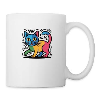 Street Art Katze - Tasse - Weiß - Rechts