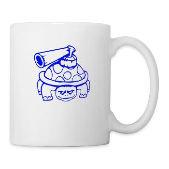 Schildkröte Panzer Waffe schießen Krieg Angriff - Tasse - Weiß - Rechts