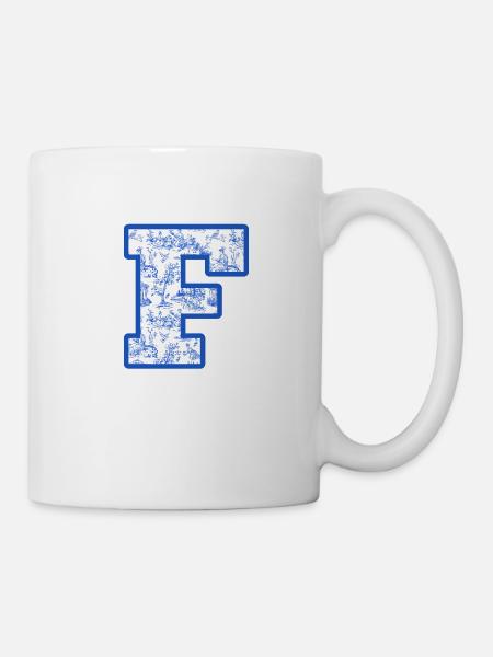 Buchstabe f blaue Chinoiserie - Tasse - Weiß