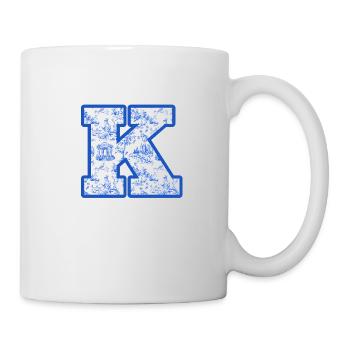 Lettre k chinoiserie bleu - Mug blanc - blanc - Droite