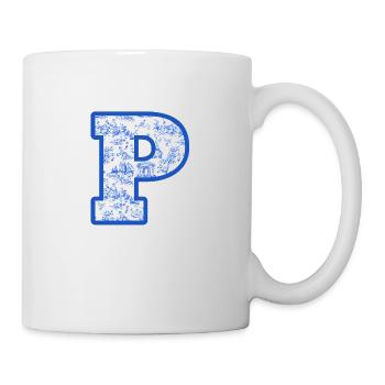 Buchstabe p blaue Chinoiserie - Tasse - Weiß - Rechts