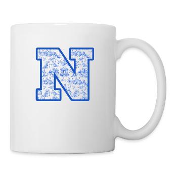 Lettre n chinoiserie bleu - Mug blanc - blanc - Droite