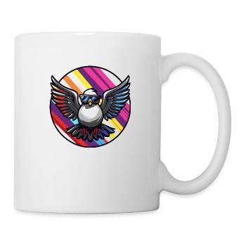 Taube Vogel Cool Comic - Tasse - Weiß - Rechts