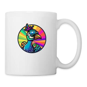 Pfau Vogel Comic Cool - Tasse - Weiß - Rechts