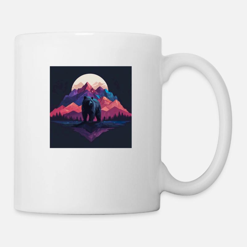 Bear with nature landscape at moonlight - Mug - white