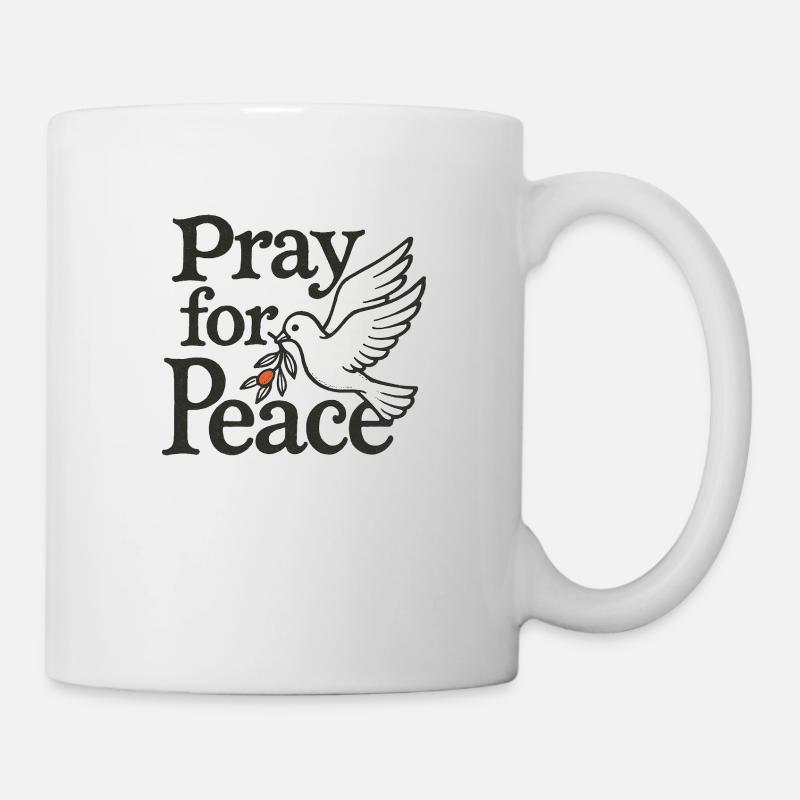 Pray for Peace – Dove with Olive Branch Spiritual - Mug - white