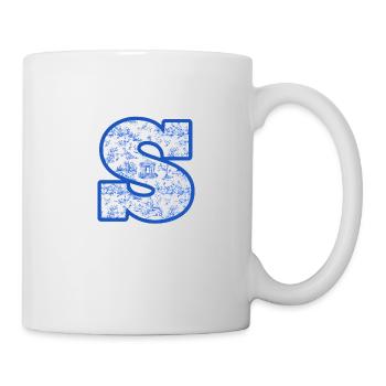 Lettre s chinoiserie bleu - Mug blanc - blanc - Droite