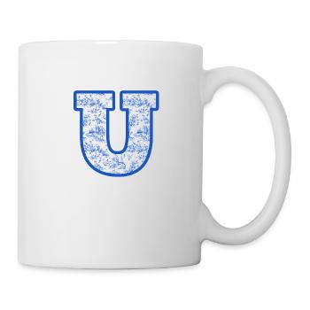 Blaue Chinoiserie u Buchstabe - Tasse - Weiß - Rechts