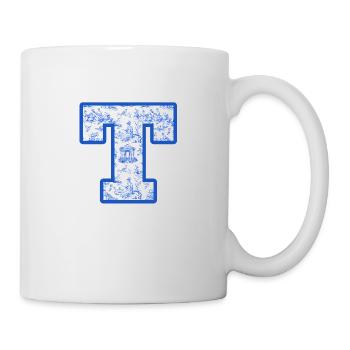 Lettre t chinoiserie bleu - Mug blanc - blanc - Droite