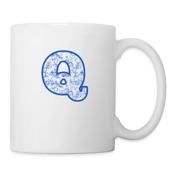 Lettre q chinoiserie bleu - Mug blanc - blanc - Droite