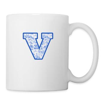Letter v blue chinoiserie - Mug - white - Right
