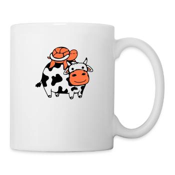 Tortue d’eau vache 2 amis équipe équitation mignon - Mug blanc - blanc - Droite