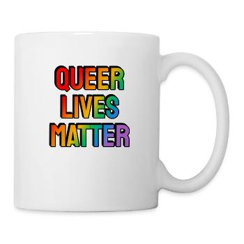 Queer lives matter LGBT Pride gay rainbow - Mug - white - Right