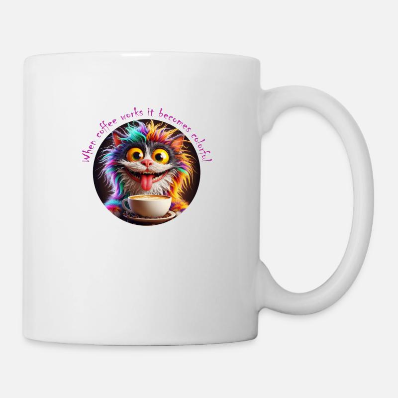 Cat Colorful Coffee - Mug - white