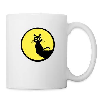 Cat Cute Moon Round Cliff Mountain Night Big Eyes - Mug - white - Right