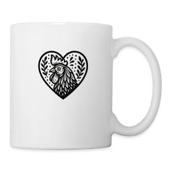 Huhn Liebe Bauernhof Tier Herz Volkskunst - Tasse - Weiß - Rechts