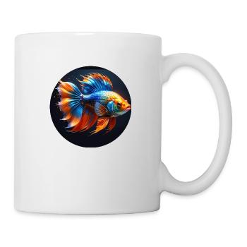 Goldfisch,bunt,pailletten,glitzer,Fisch - Tasse - Weiß - Rechts