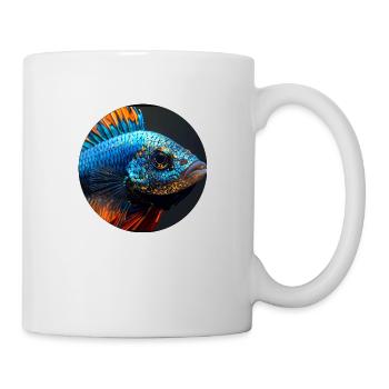 Fisch,bunt,pailletten,glitzer,blau - Tasse - Weiß - Rechts