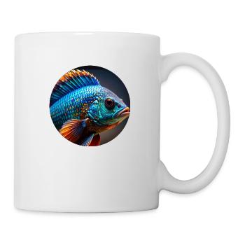 Fisch,bunt,pailletten,glitzer,blau - Tasse - Weiß - Rechts