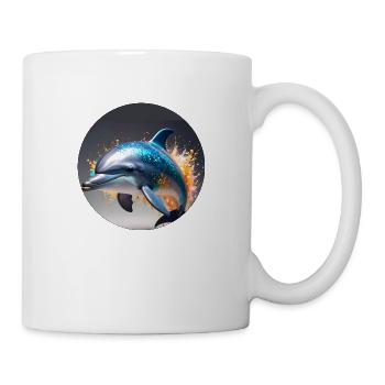 Delfin,bunt,pailletten,glitzer,blau - Tasse - Weiß - Rechts
