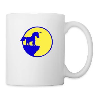 Unicorn Cliff Moon Mountain Round Night Cute Silhouette - Mug - white - Right
