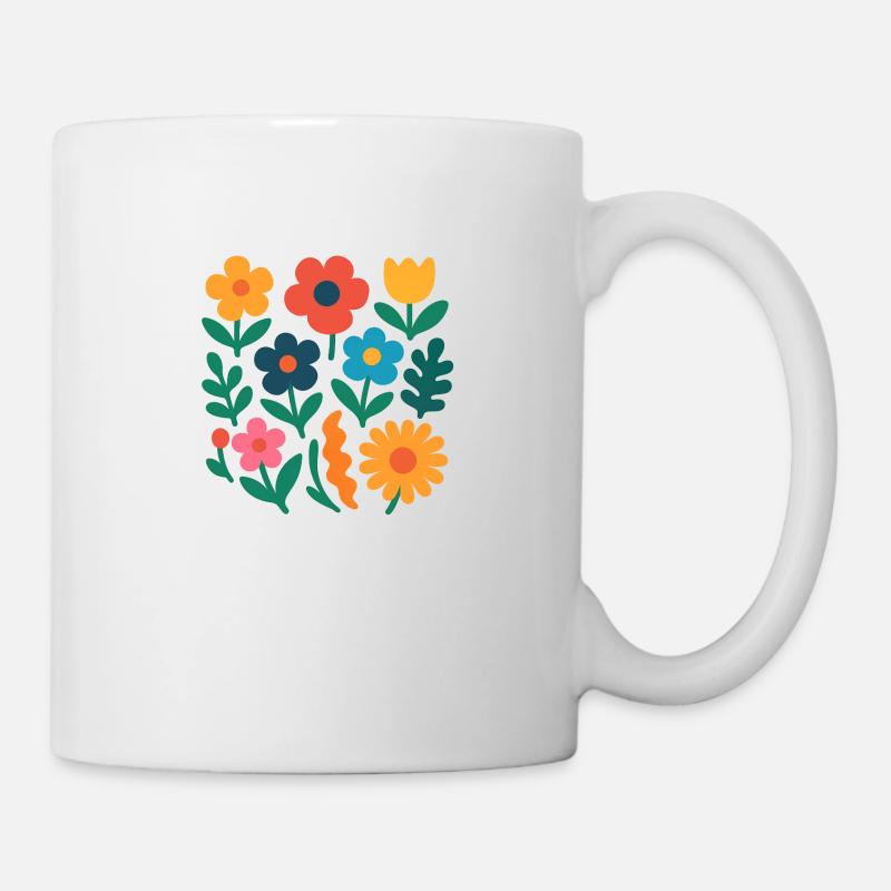 Bloody Vibes - Flat Design Flowers - Mug - white