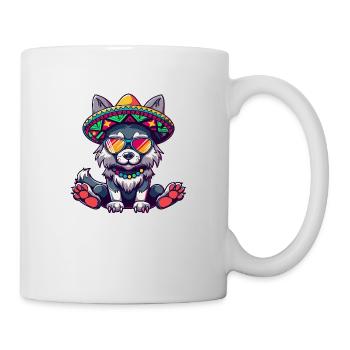 Wolf Comic Lustig Sombrero - Tasse - Weiß - Rechts