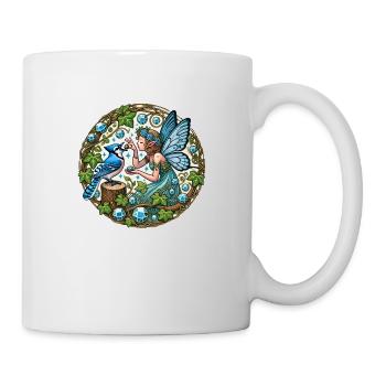 Blauhäher Fee Fantasy Kunst - Tasse - Weiß - Rechts