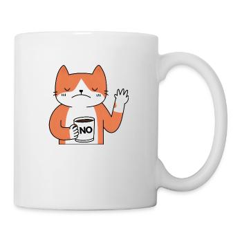 Katze No, Nein | Mürrische Comic Katze Kaffebecher - Tasse - Weiß - Rechts