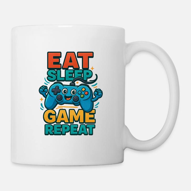 Eat Sleep Game Repeat – Funny Controller - Mug blanc - blanc