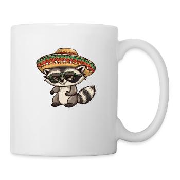 Raccoon Funny Sombrero - Mug - white - Right